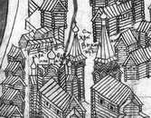 Рис.3 - Церкви Знамения и Флора и Лавра. Фрагмент плана Тихвинского посада 1678 г.